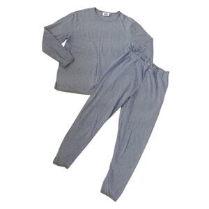 Sleepy Jones Stripe Pajama Set Womens M 100% Cotton Blue White Lounge Set Cozy